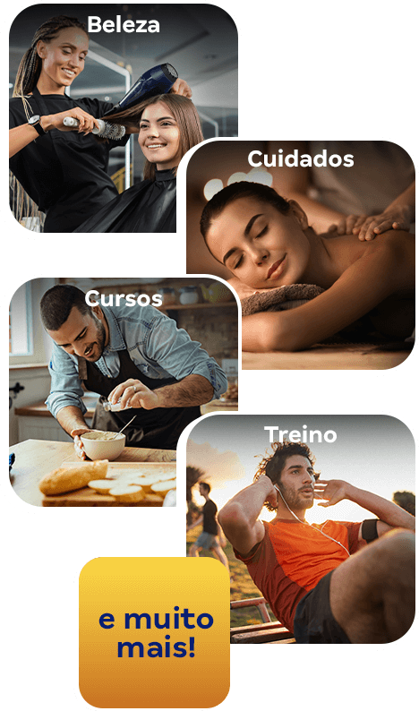 Massagem, curso de barista, treino fitness e muito mais.