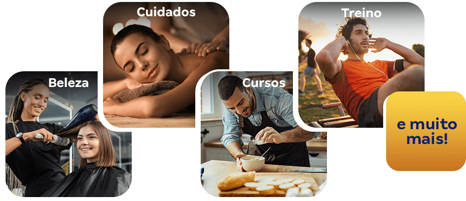 Massagem, curso de barista, treino fitness e muito mais.